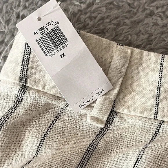 Old Navy Sz 2X Linen Striped Shorts Women Taylor Adjustable Coastal Beach Lounge - Picture 9 of 11